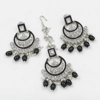 Pooja Bangles Crystal Stone & Beads Dangler Earrings With Maang Tikka