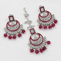 Pooja Bangles Crystal Stone & Beads Dangler Earrings With Maang Tikka