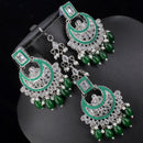 Pooja Bangles Crystal Stone & Beads Dangler Earrings With Maang Tikka