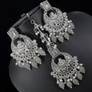 Pooja Bangles Crystal Stone & Beads Dangler Earrings With Maang Tikka