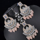 Pooja Bangles Crystal Stone & Beads Dangler Earrings With Maang Tikka