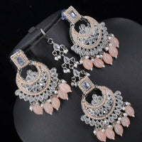Pooja Bangles Crystal Stone & Beads Dangler Earrings With Maang Tikka