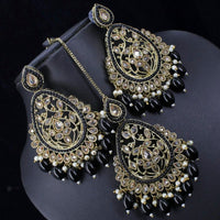 Pooja Bangles Crystal Stone & Beads Dangler Earrings With Maang Tikka