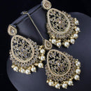 Pooja Bangles Crystal Stone & Beads Dangler Earrings With Maang Tikka