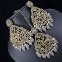 Pooja Bangles Crystal Stone & Beads Dangler Earrings With Maang Tikka