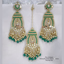 Pooja Bangles Pota Stone & Mirror Dangler Earrings With Maang Tikka