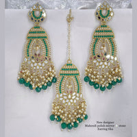 Pooja Bangles Pota Stone & Mirror Dangler Earrings With Maang Tikka