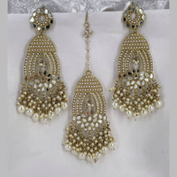 Pooja Bangles Pota Stone & Mirror Dangler Earrings With Maang Tikka