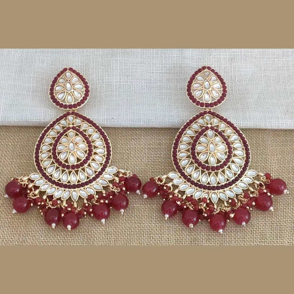 Pooja Bangles Gold Plated Kundan Stone & Beads Dangler Earrings