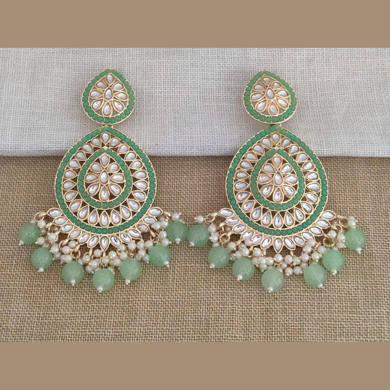 Pooja Bangles Gold Plated Kundan Stone & Beads Dangler Earrings
