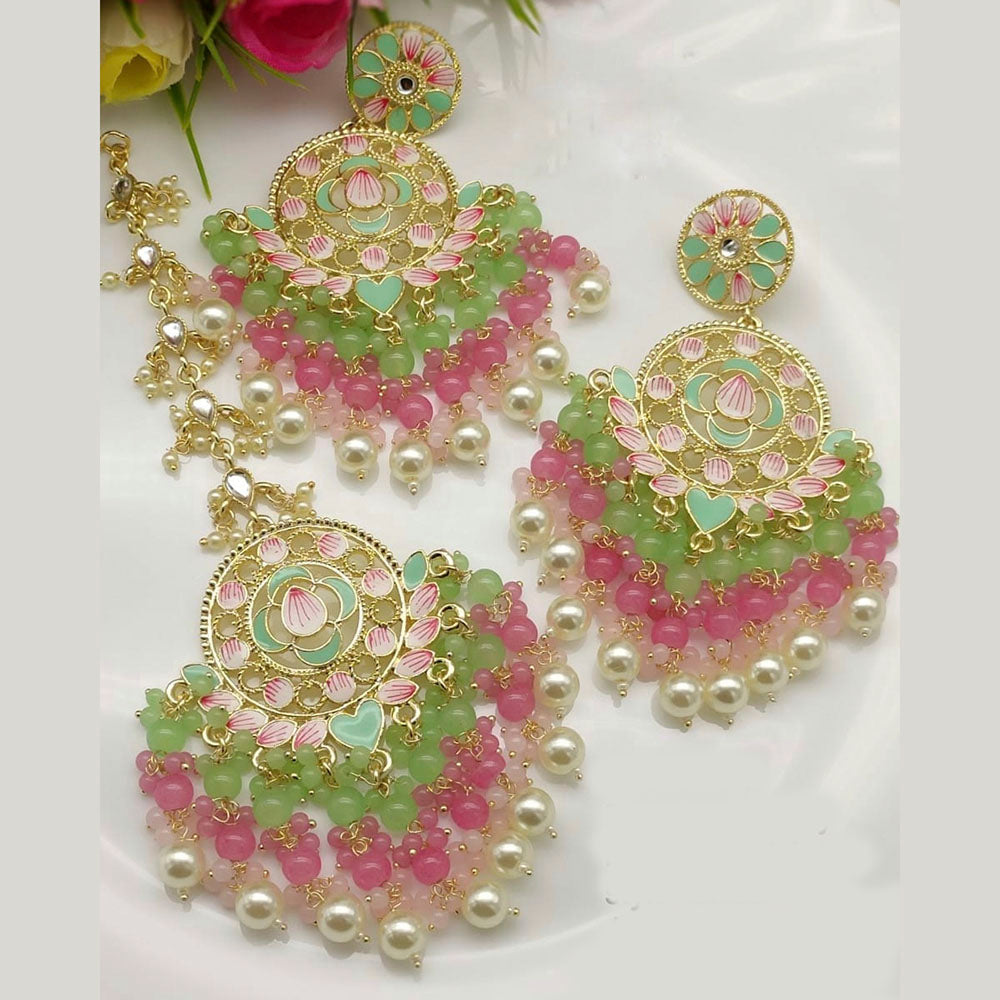 Pooja Bangles Meenakari & Beads Dangler Earrings With Maang Tikka