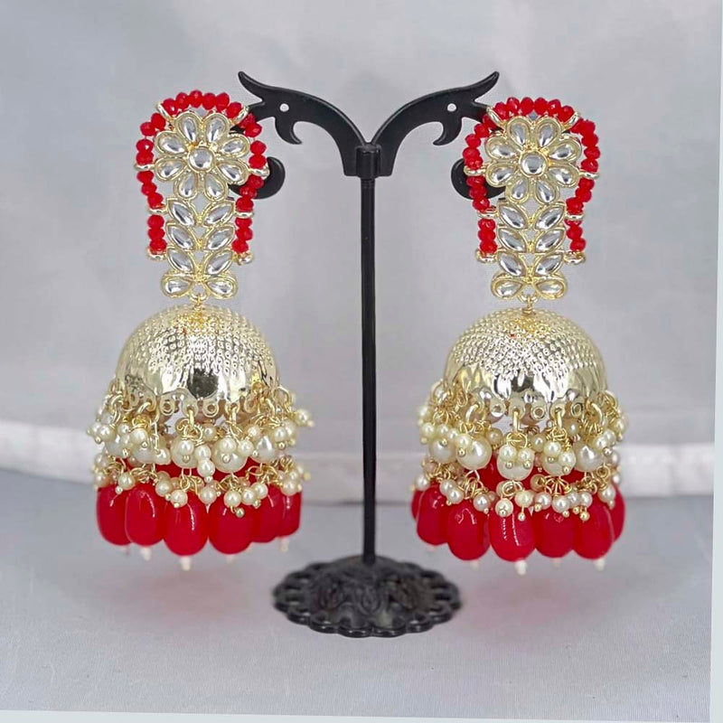 Pooja Bangles Gold Plated Beads & Kundan Stone Jhumki Earrings