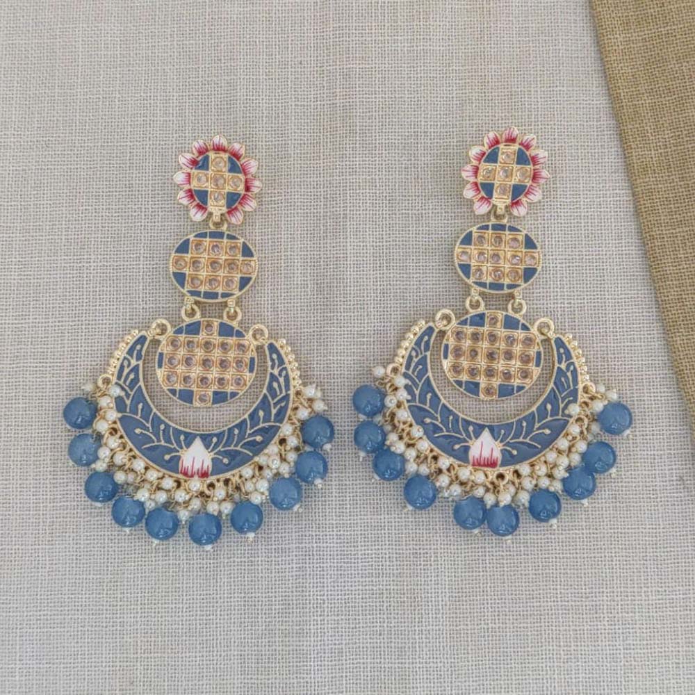 Pooja Bangles Gold Plated Beads & Kundan Stone & Meenakari Dangler Earrings