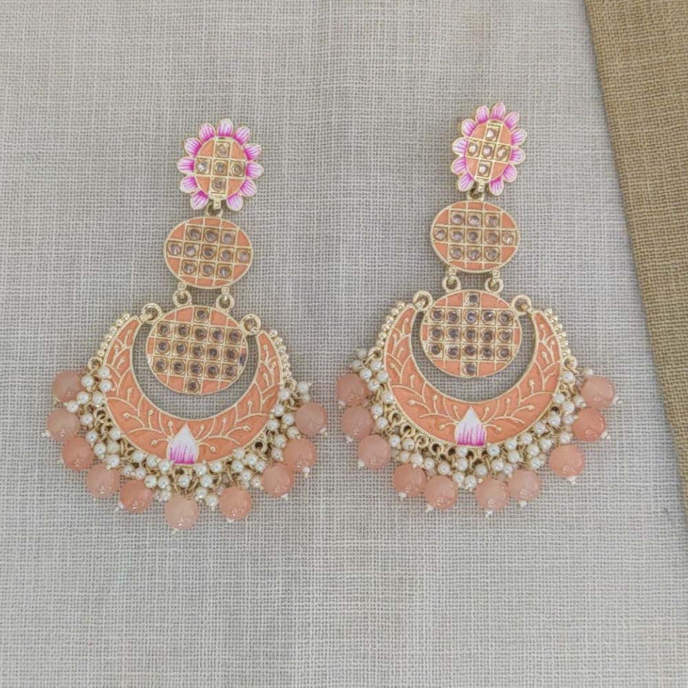 Pooja Bangles Gold Plated Beads & Kundan Stone & Meenakari Dangler Earrings