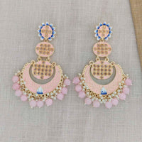 Pooja Bangles Gold Plated Beads & Kundan Stone & Meenakari Dangler Earrings