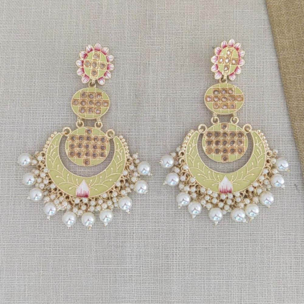 Pooja Bangles Gold Plated Beads & Kundan Stone & Meenakari Dangler Earrings