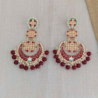 Pooja Bangles Gold Plated Beads & Kundan Stone & Meenakari Dangler Earrings