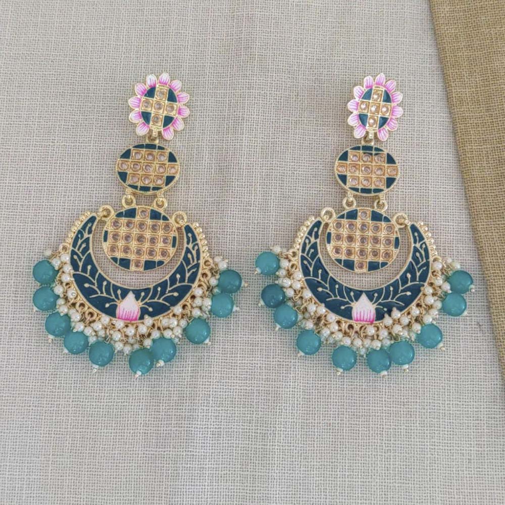 Pooja Bangles Gold Plated Beads & Kundan Stone & Meenakari Dangler Earrings