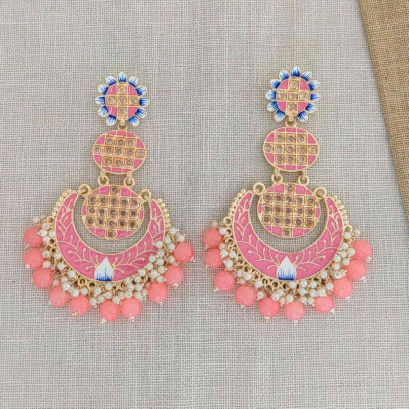 Pooja Bangles Gold Plated Beads & Kundan Stone & Meenakari Dangler Earrings