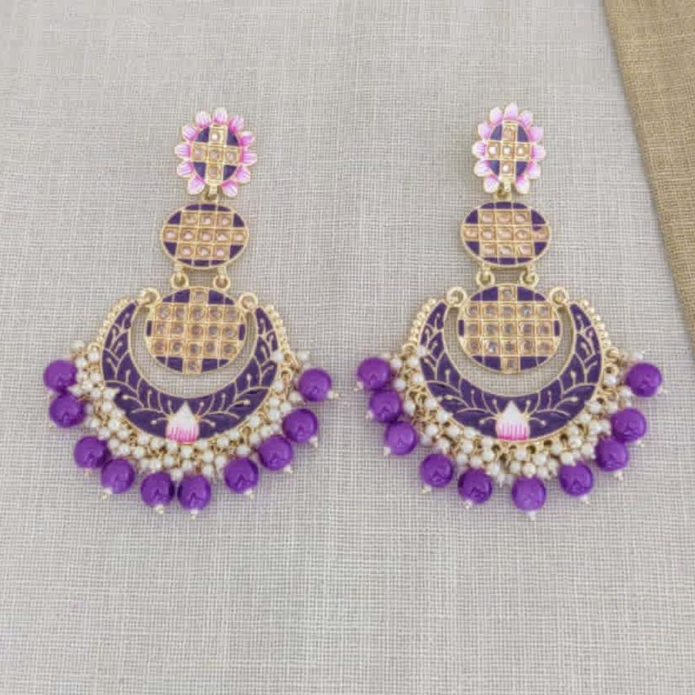 Pooja Bangles Gold Plated Beads & Kundan Stone & Meenakari Dangler Earrings