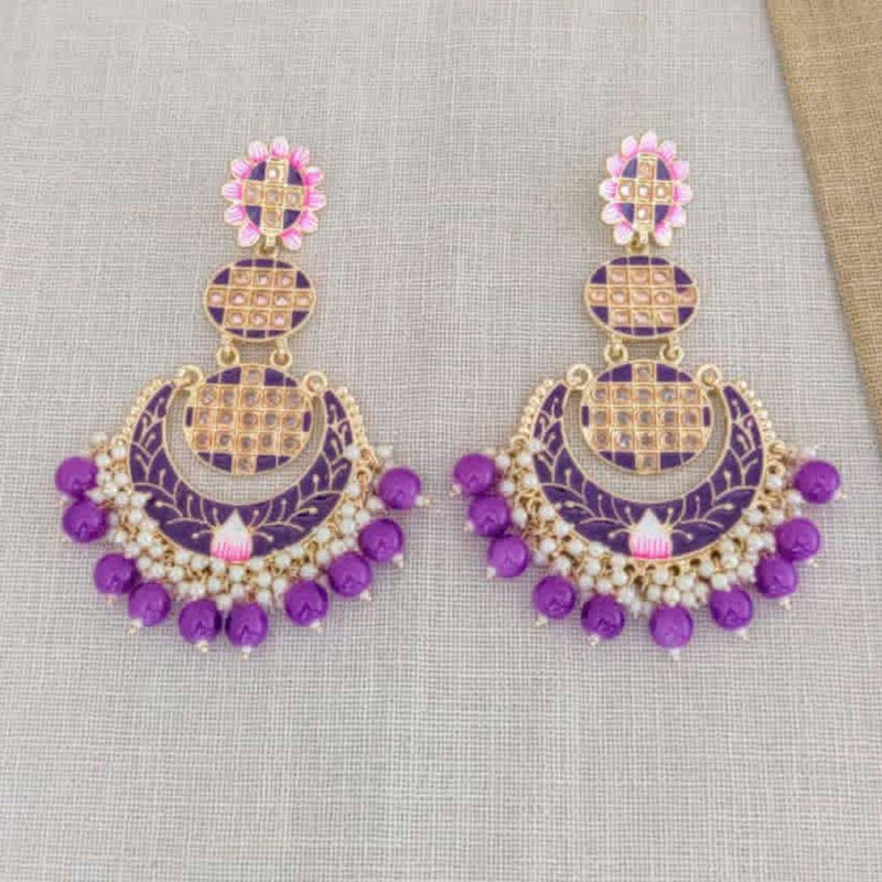 Pooja Bangles Gold Plated Beads & Kundan Stone & Meenakari Dangler Earrings