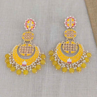 Pooja Bangles Gold Plated Beads & Kundan Stone & Meenakari Dangler Earrings