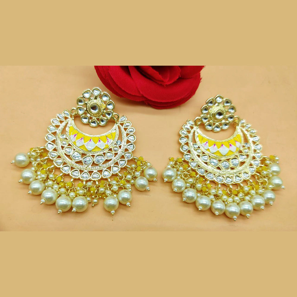 Pooja Bangles Gold Plated Kundan Stone & Meenakari Dangler Earrings