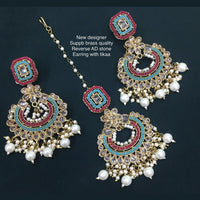 Pooja Bangles Crystal Stone & Beads Dangler Earrings With Maang Tikka