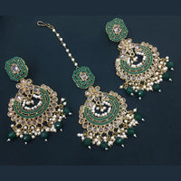 Pooja Bangles Crystal Stone & Beads Dangler Earrings With Maang Tikka