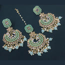 Pooja Bangles Crystal Stone & Beads Dangler Earrings With Maang Tikka