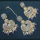 Pooja Bangles Crystal Stone & Beads Dangler Earrings With Maang Tikka