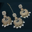 Pooja Bangles Crystal Stone & Beads Dangler Earrings With Maang Tikka