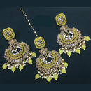 Pooja Bangles Crystal Stone & Beads Dangler Earrings With Maang Tikka