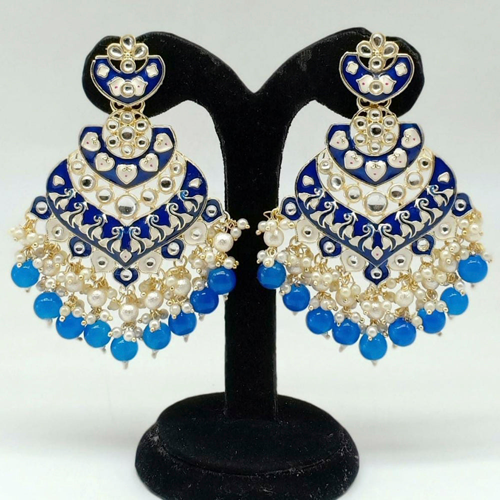 Pooja Bangles Gold Plated Beads & Kundan Stone & Meenakari Dangler Earrings