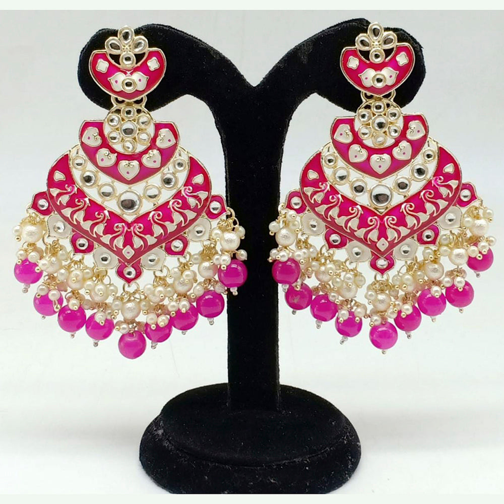 Pooja Bangles Gold Plated Beads & Kundan Stone & Meenakari Dangler Earrings