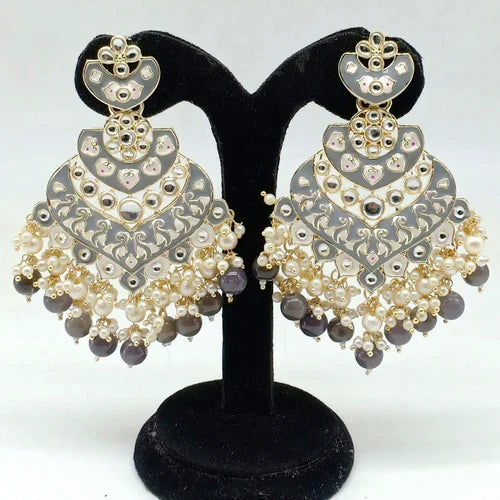 Bhavi Jewels Kundan And Meenakari Dangler Earrings