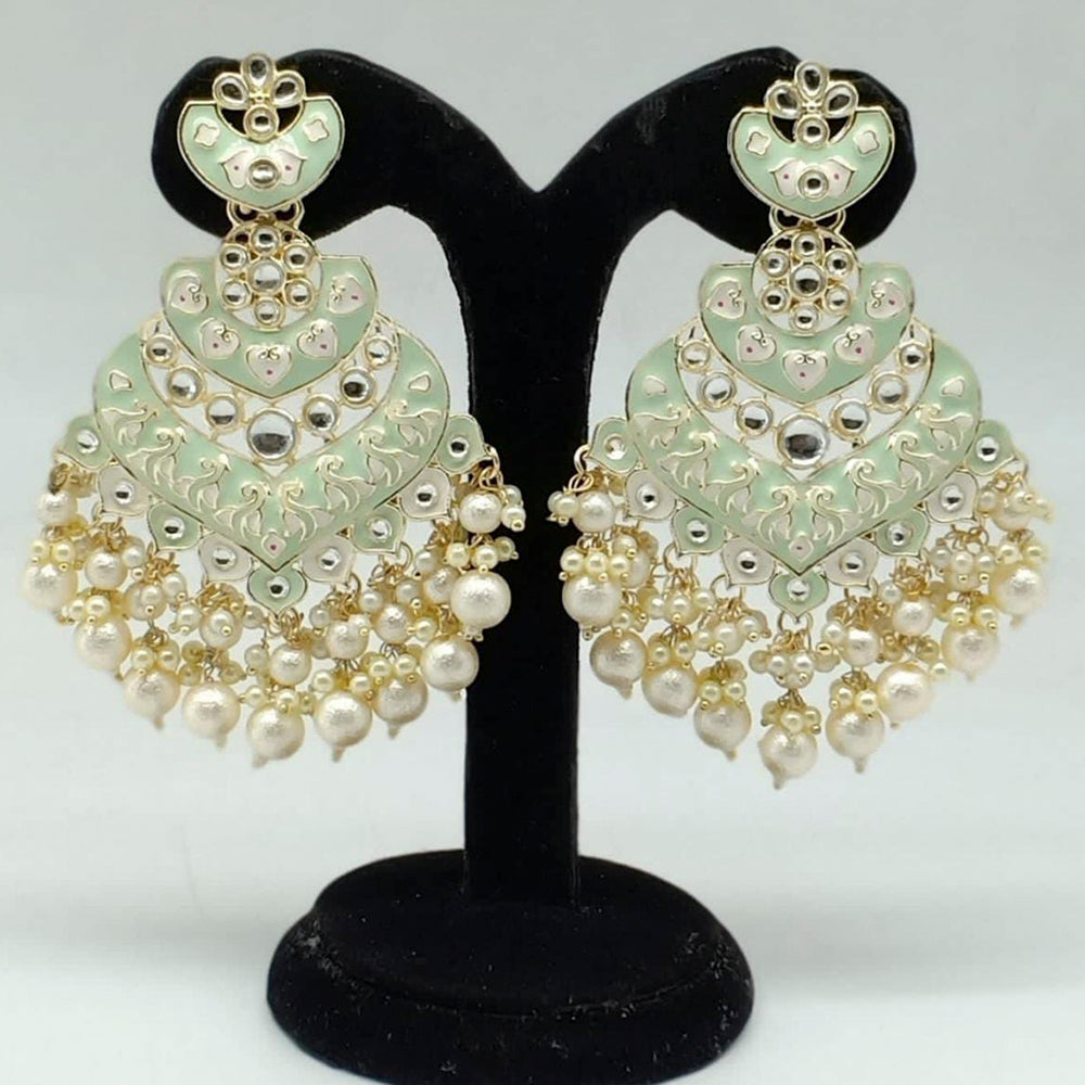 Pooja Bangles Gold Plated Beads & Kundan Stone & Meenakari Dangler Earrings