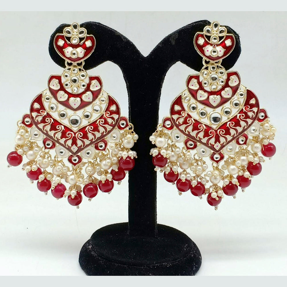 Pooja Bangles Gold Plated Beads & Kundan Stone & Meenakari Dangler Earrings