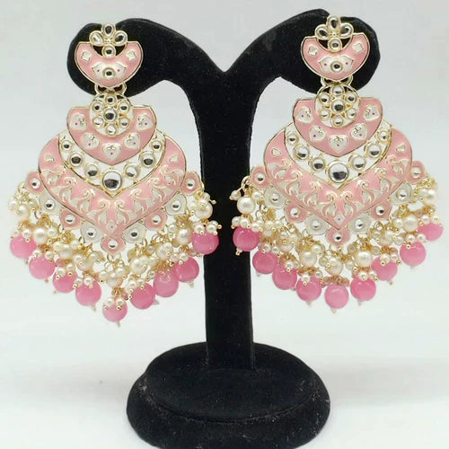 Bhavi Jewels Kundan And Meenakari Dangler Earrings