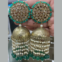 Pooja Bangles Gold Plated Kundan Stone & Beads Jhumki Earrings