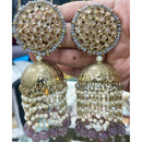 Pooja Bangles Gold Plated Kundan Stone & Beads Jhumki Earrings