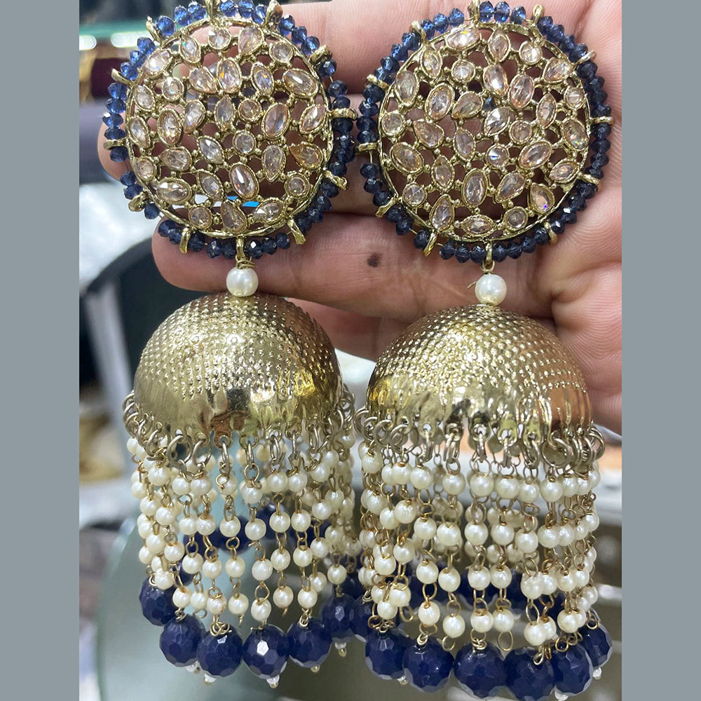 Pooja Bangles Gold Plated Kundan Stone & Beads Jhumki Earrings