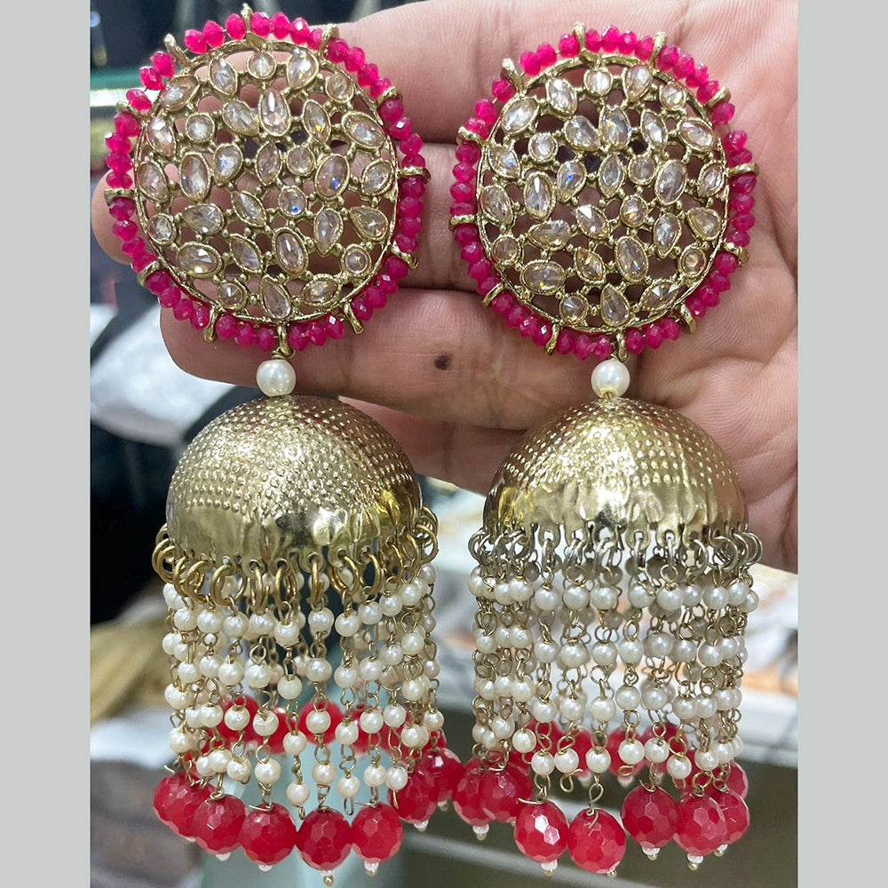 Pooja Bangles Gold Plated Kundan Stone & Beads Jhumki Earrings