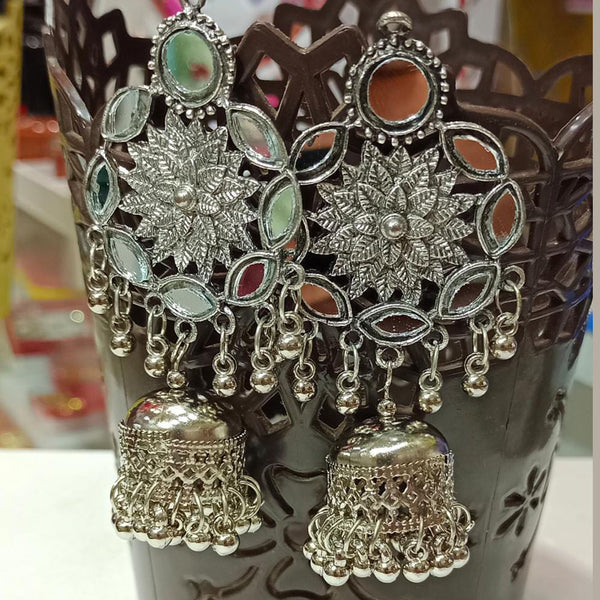 Pooja Bangles Antique Oxidized Plated Mirror Jhumki Earrings