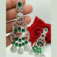 Pooja Bangles Silver Plated AD Stone Dangler Earrings