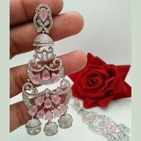 Pooja Bangles Silver Plated AD Stone Dangler Earrings