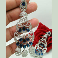 Pooja Bangles Silver Plated AD Stone Dangler Earrings