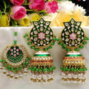 Pooja Bangles Gold Plated Meenakari & Beads & Kundan Jhumki Earrings With Maang Tikka