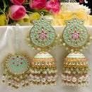 Pooja Bangles Gold Plated Meenakari & Beads & Kundan Jhumki Earrings With Maang Tikka