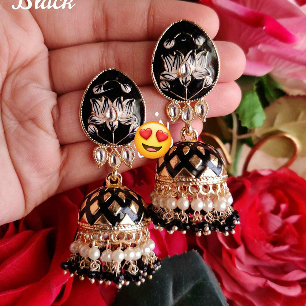 Pooja Bangles Gold Plated Meenakari & Kundan Jhumki Earrings